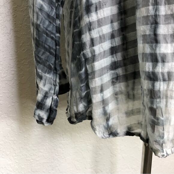 Soft Surroundings black gray sheer striped popover top size Petite Extra Large - Picture 4 of 15